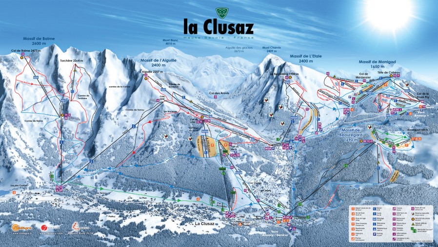 A map of the ski slopes La Clusaz's ski area